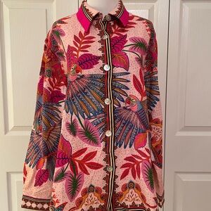 FARM Rio Pink Long Sleeve Boxy Button Down Shirt